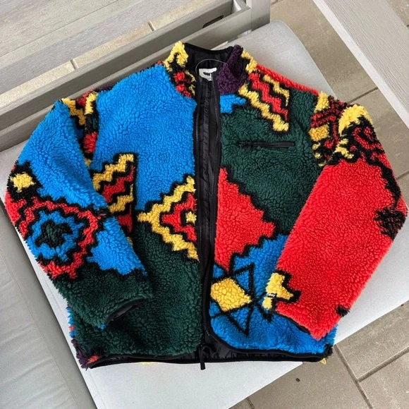 New OBEY Moroccan Rug Pattern Fleece Full Zip Jacket Small - Picture 10 of 10